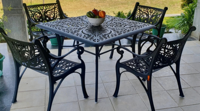 Vega Floral Square Table with 4Chairs