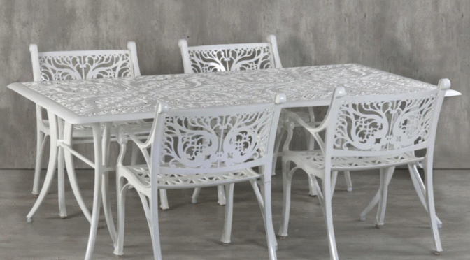 Vega Floral Rectangle Dining Table and 4 Chairs